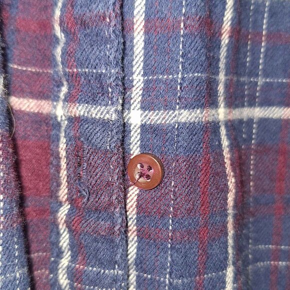 Attention Women's Flannel Button Up Shirt Size L Blue Maroon Plaid Long Sleeve - Picture 4 of 5